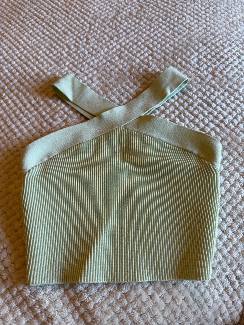 Babaton Sage Ribbed Crisscross Crop Top